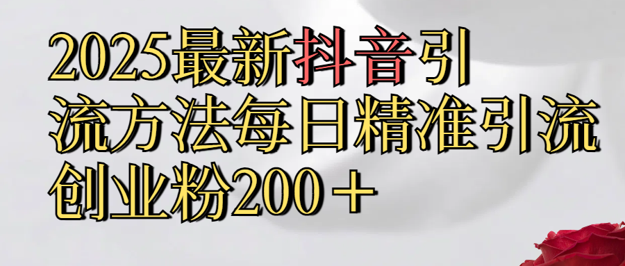 2025最新,抖音引流,方法每日精准引流创业粉300＋-小白搞钱