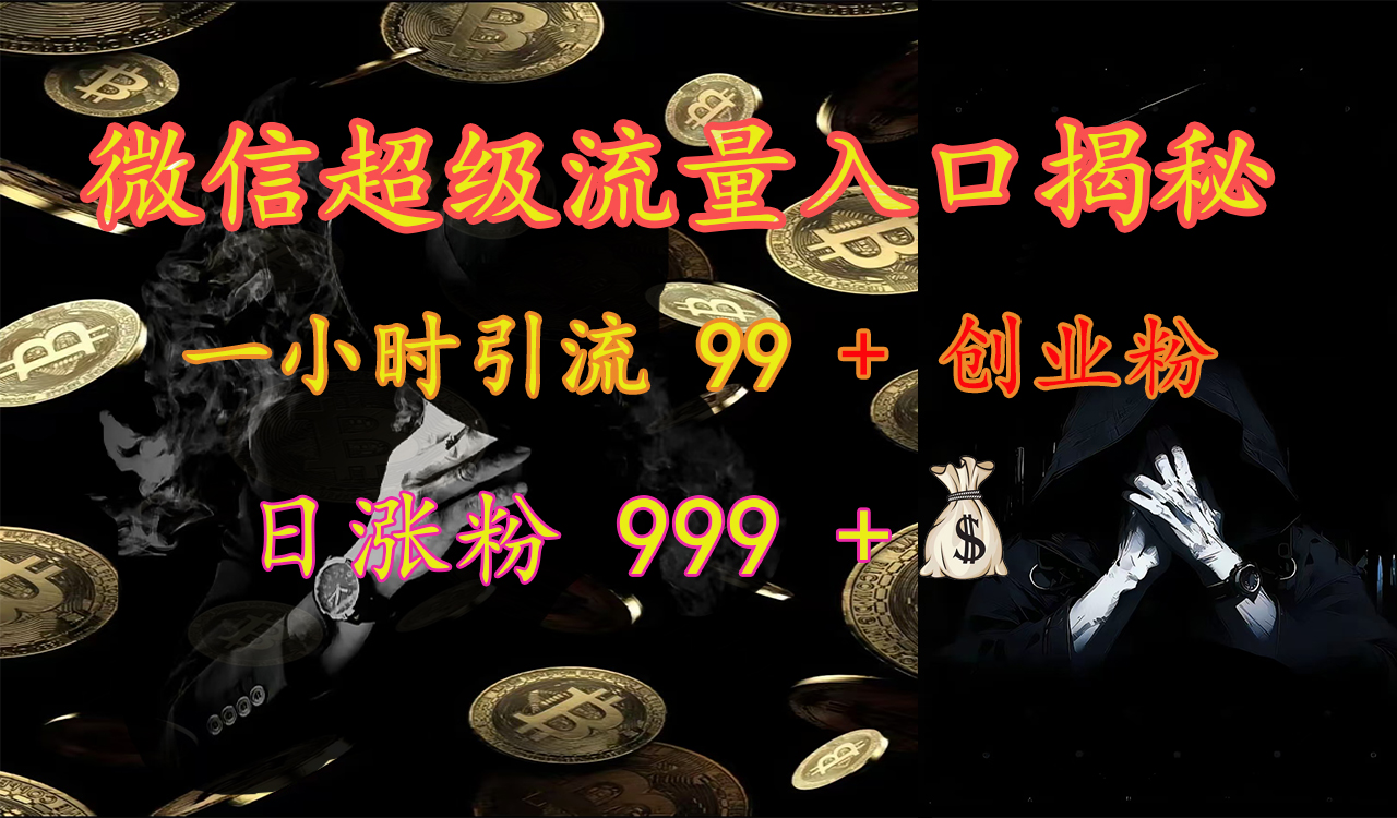 微信超级流量入口揭秘：一小时引流 99 + 创业粉，日涨粉 999 +【揭秘】-小白搞钱