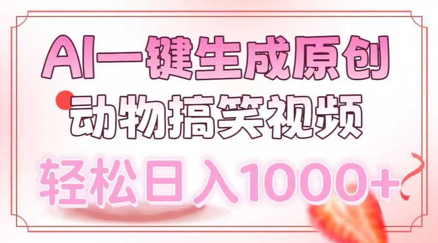 AI一键生成原创动物搞笑视频，轻松日入1000+-小白搞钱