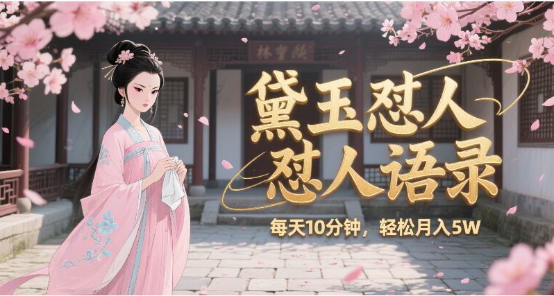 林黛玉怼人语录 怼人鸡汤  AI产出图片视频文案 每天十分钟 附提示词文案库  带书 带素材 带提示词 带虚拟资料 带徒弟 创作者分成 月入5W+-小白搞钱