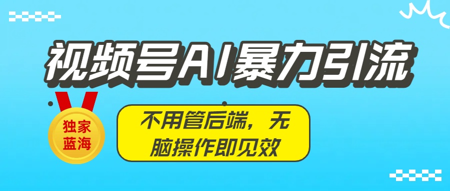 独家蓝海！视频号AI暴力引流：不用管后端，无脑操作即见效-小白搞钱
