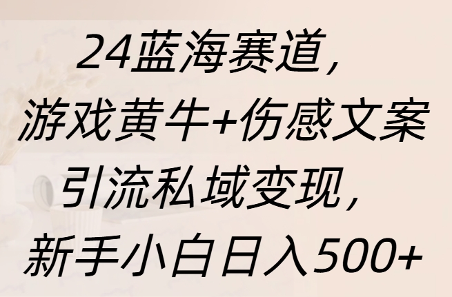 24蓝海赛道，游戏黄牛+伤感文案引流私域变现，新手日入500+-小白搞钱