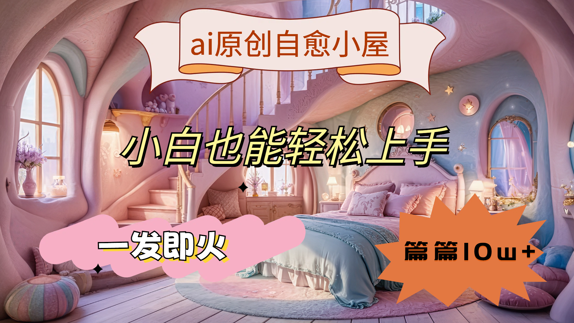 ai原创治愈小屋，小白也能轻松上手，一发即火，篇篇10w+-小白搞钱