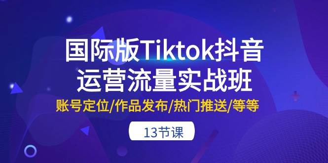 国际版Tiktok抖音运营流量实战班：账号定位/作品发布/热门推送/等等-13节-小白搞钱