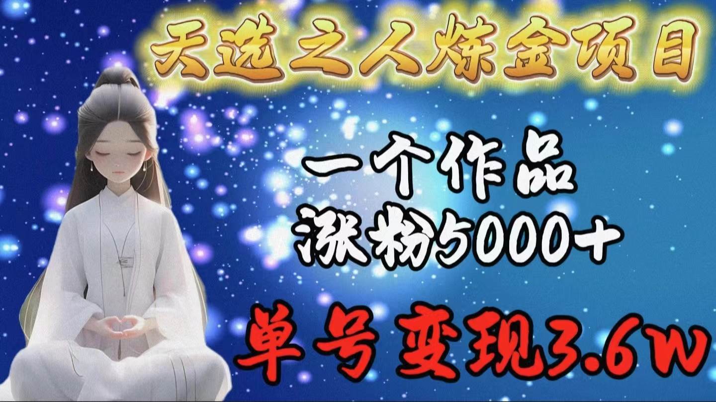 天选之人炼金项目，一个作品涨粉5000+，单号变现3.6w-小白搞钱