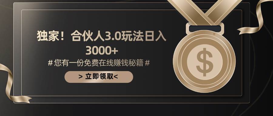 游戏合伙人3.0，日入3000+，无限扩大的蓝海项目-小白搞钱