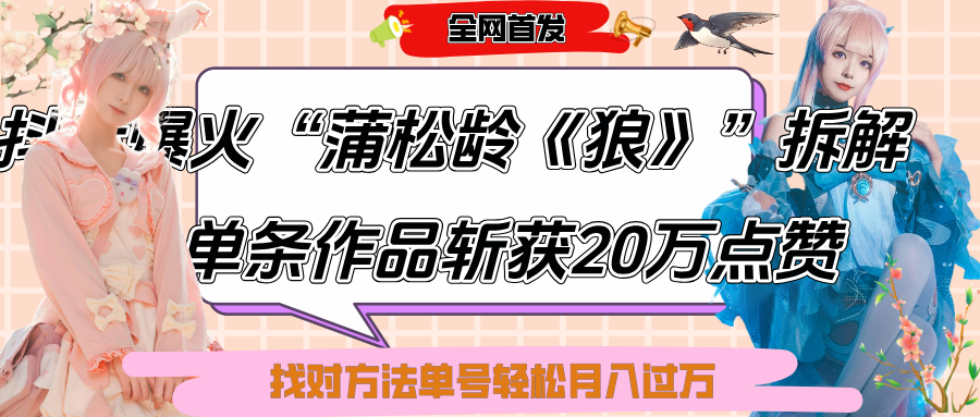 抖音爆火“蒲松龄《狼》”实战拆解，仅6条作品涨粉24W,单条作品收获20万点赞，找对方法轻松起号月入过万-小白搞钱