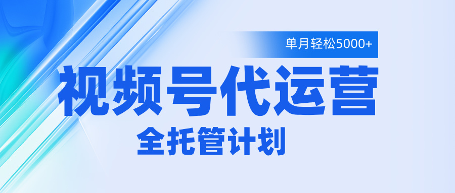 视频号代运营2.0，全程托管招募，单月轻松变现5000+-小白搞钱