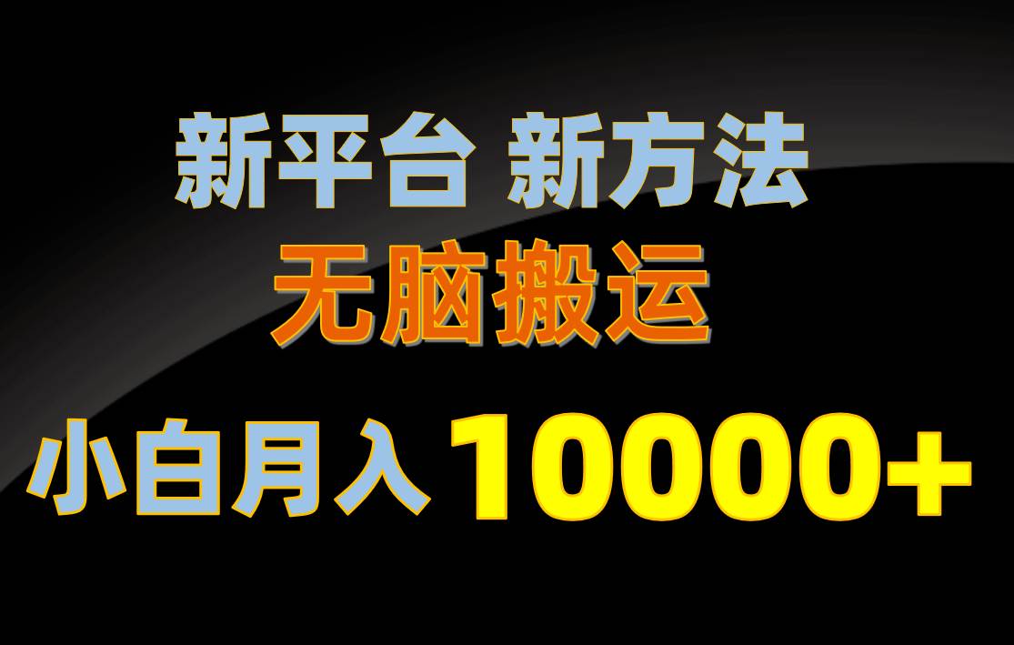 新平台新方法，无脑搬运，月赚10000+，小白轻松上手不动脑-小白搞钱