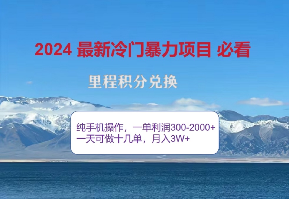 2024惊爆冷门暴利！出行高峰来袭，里程积分，高爆发期，一单300+—2000+，月入过万不是梦！-小白搞钱