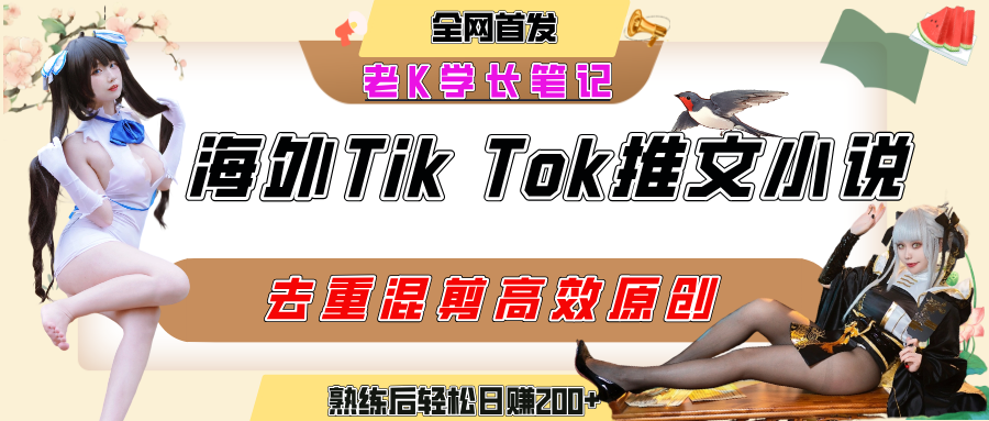 海外tiktok小说推文暴力项目，高停留率，高转化率，上手后一天搞顿饭钱不是问题-小白搞钱
