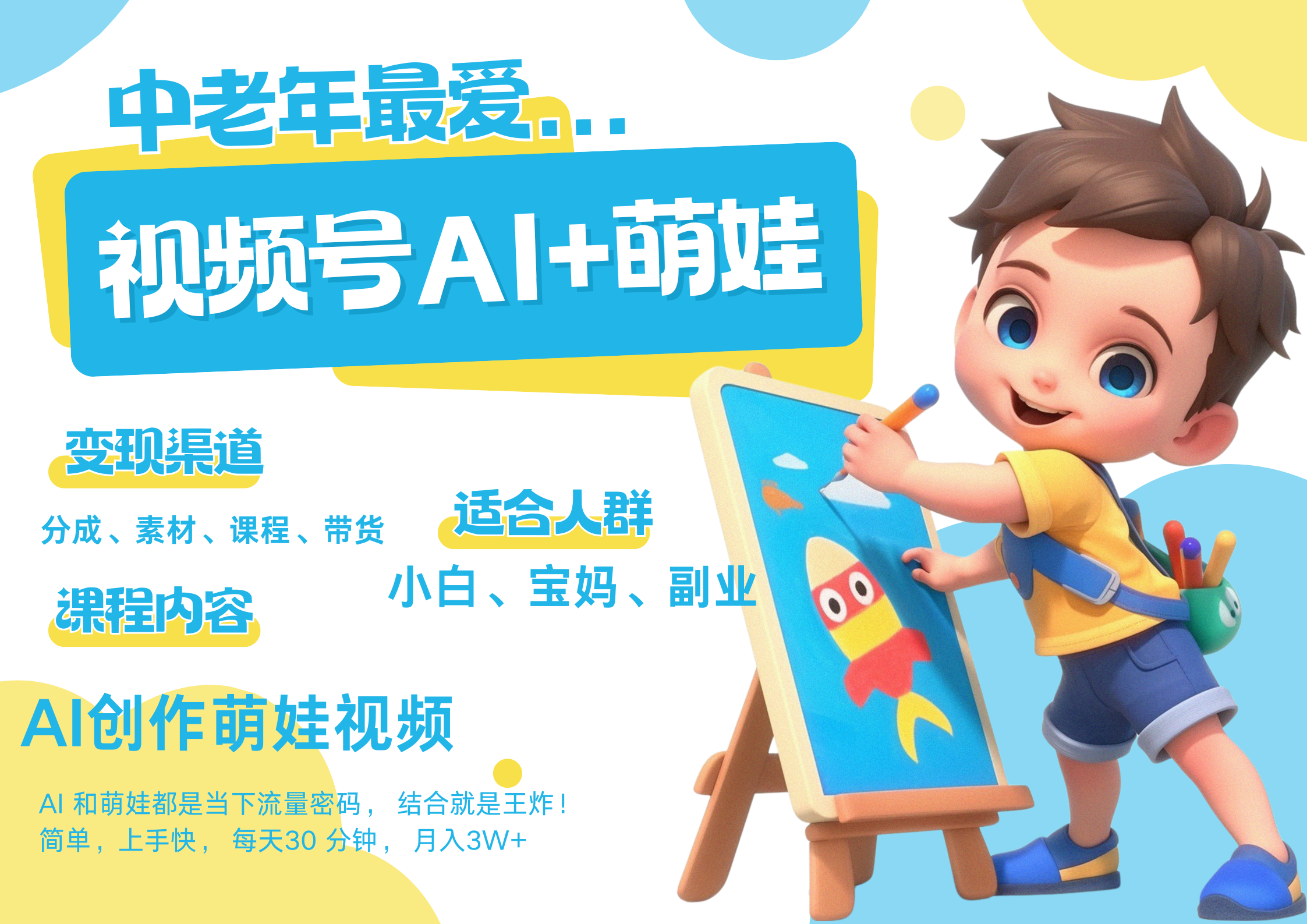萌娃，又一爆款密码，小白3步上手，爆款率80%，每天十分钟，轻松AI变现萌娃搞钱，带货、素材、分成都非常猛，泼天流量，发布就爆！月入5W，抓紧学！-小白搞钱