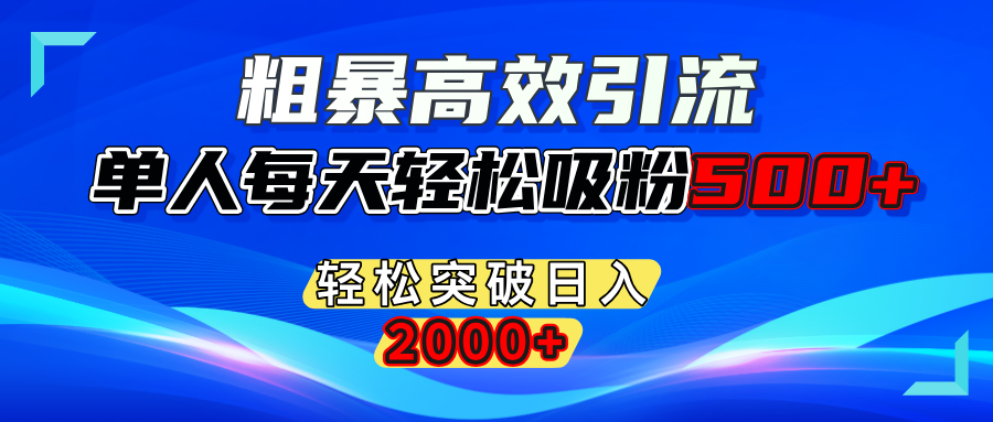 粗暴高效引流,单人每天轻松吸粉500+,轻松突破日入2000+-小白搞钱