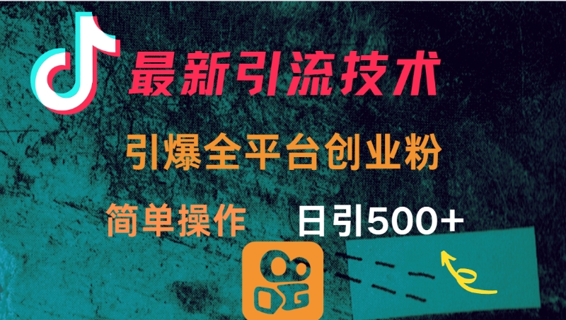 最新引流方法，引爆全平台创业粉操作简单，日引300＋-小白搞钱