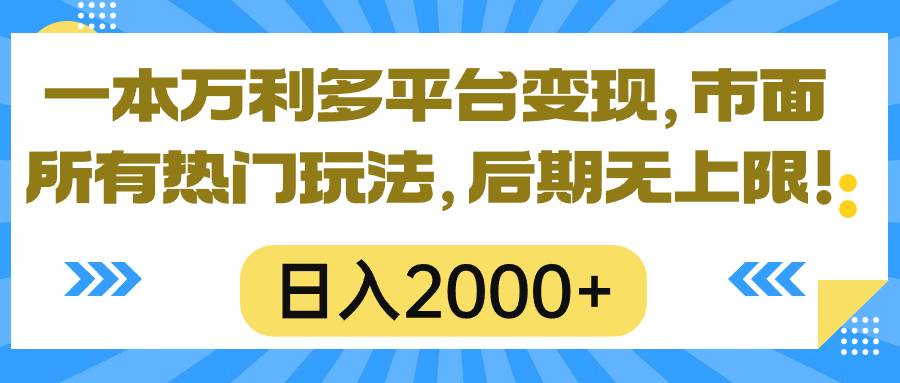 一本万利多平台变现，市面所有热门玩法，日入2000+，后期无上限！-小白搞钱