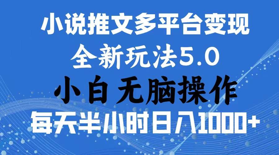 2024年6月份一件分发加持小说推文暴力玩法 新手小白无脑操作日入1000+ …-小白搞钱