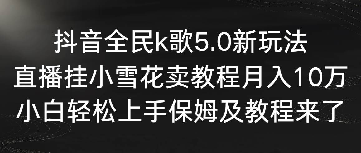 抖音全民k歌5.0新玩法，直播挂小雪花卖教程月入10万，小白轻松上手，保…-小白搞钱