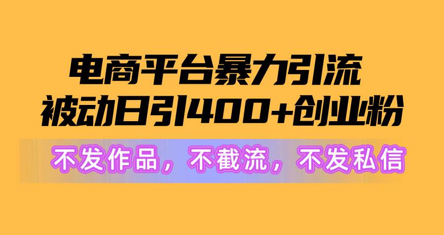 电商平台暴力引流,被动日引400+创业粉不发作品，不截流，不发私信-小白搞钱