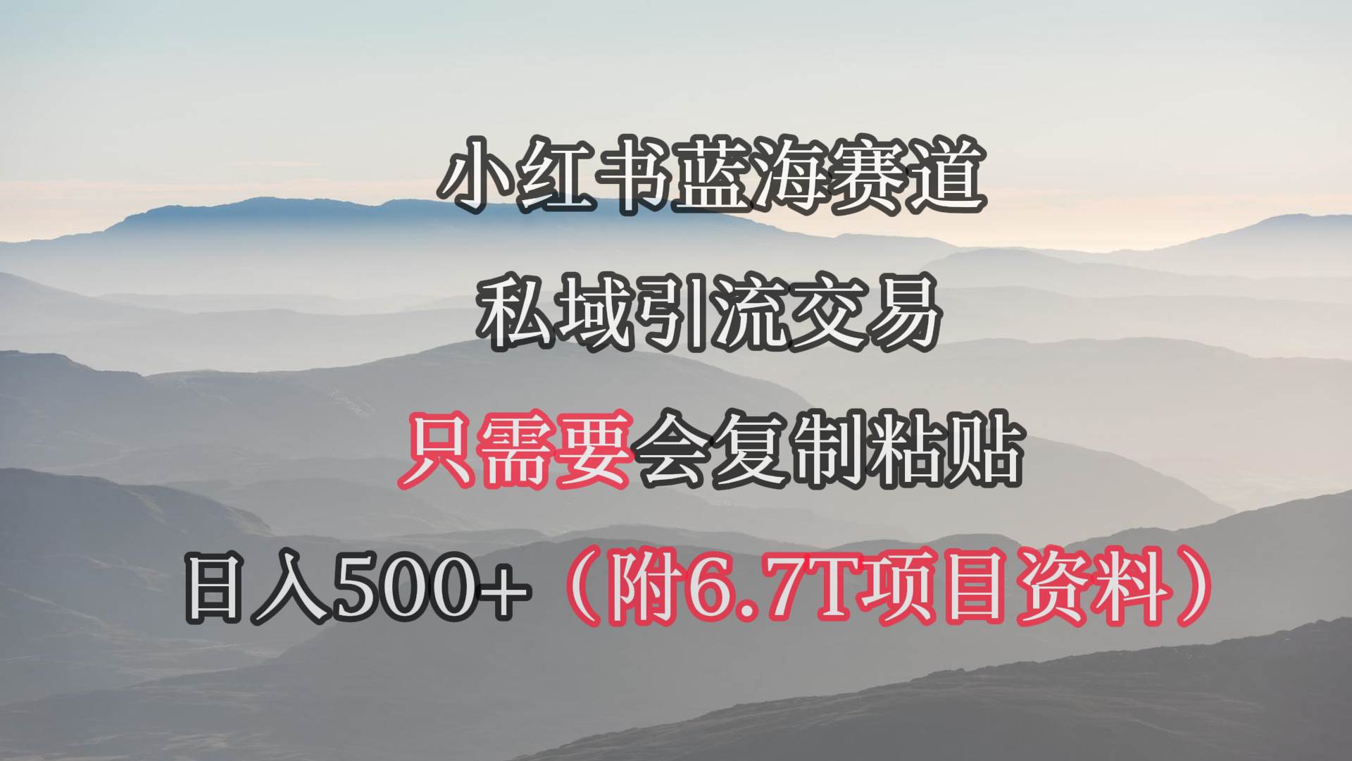 小红书短剧赛道，私域引流交易，会复制粘贴，日入500+（附6.7T短剧资源）-小白搞钱