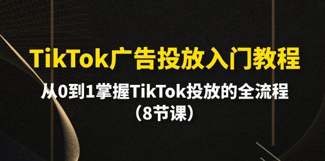 TikTok广告投放入门教程，从0到1掌握TikTok投放的全流程（8节课）-小白搞钱