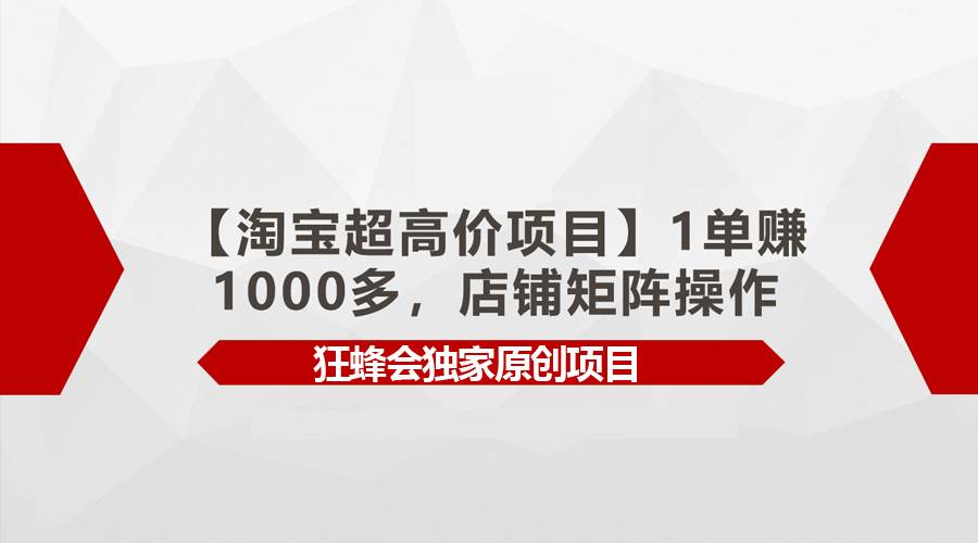 【淘宝超高价项目】1单赚1000多，店铺矩阵操作-小白搞钱