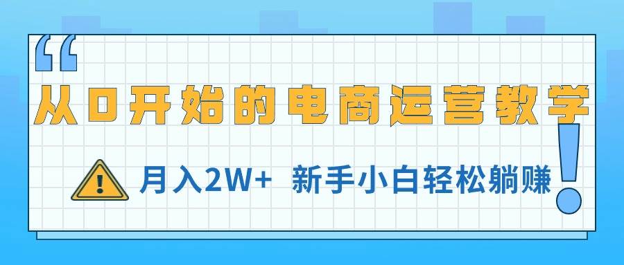 从0开始的电商运营教学，月入2W+，新手小白轻松躺赚-小白搞钱