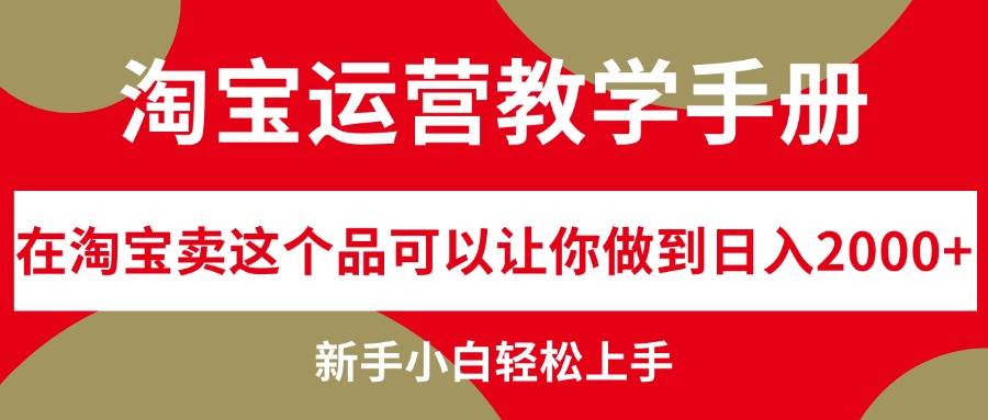 淘宝运营教学手册，在淘宝卖这个品可以让你做到日入2000+，新手小白轻…-小白搞钱