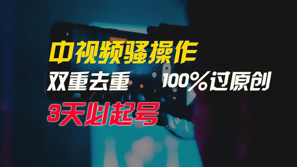 中视频骚操作，双重去重100%过原创，3天比必起号，简单无脑，月入3W+-小白搞钱
