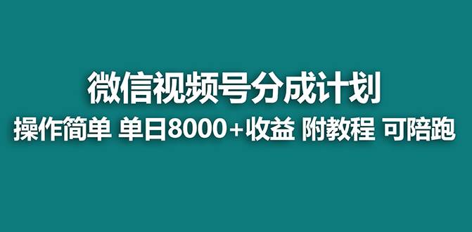 【蓝海项目】视频号分成计划最新玩法，单天收益8000+，附玩法教程-小白搞钱