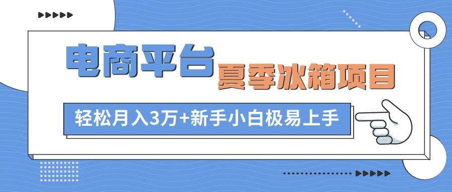 电商平台夏季冰箱项目，轻松月入3万+，新手小白极易上手-小白搞钱