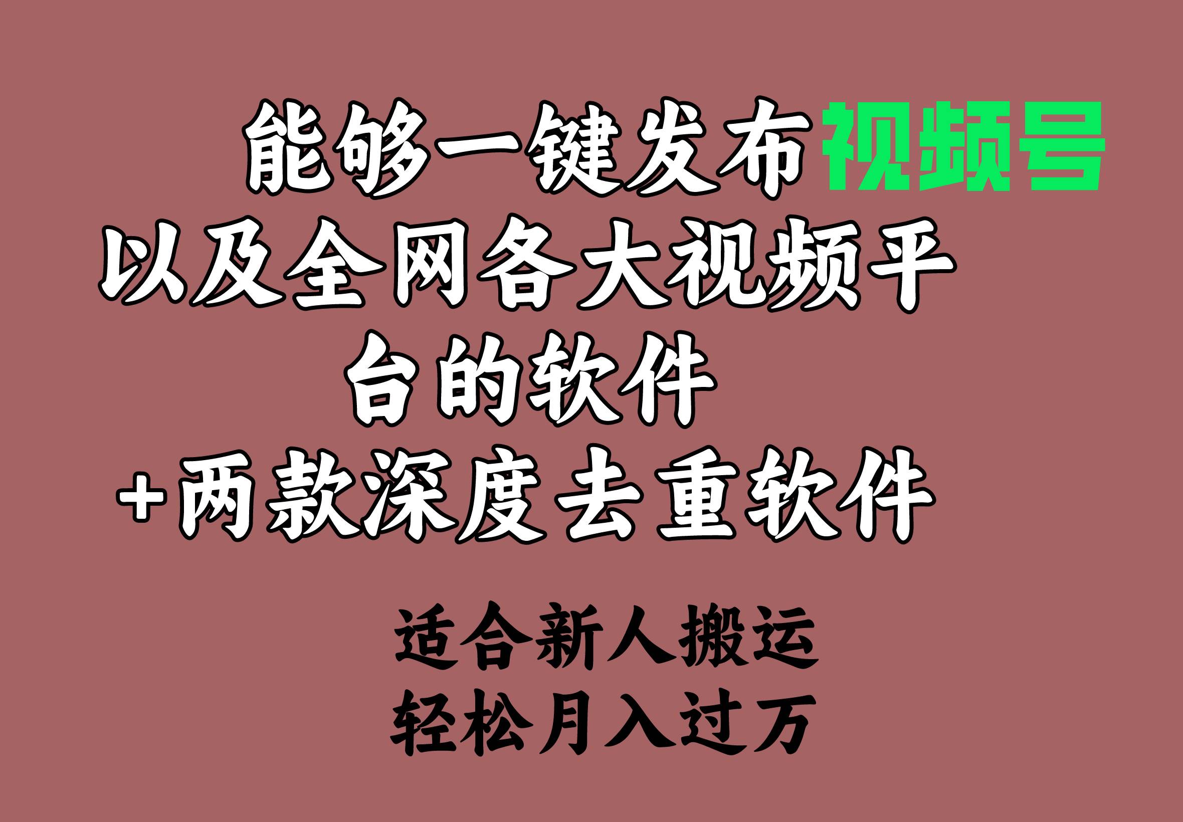 能够一键发布视频号以及全网各大视频平台的软件+两款深度去重软件 适合…-小白搞钱