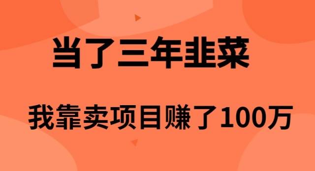 当了3年韭菜，我靠卖项目赚了100万-小白搞钱