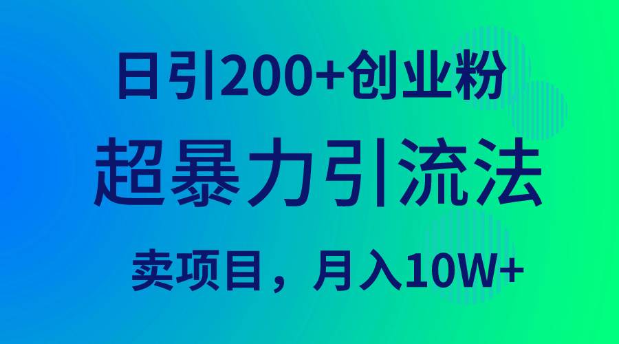 超暴力引流法，日引200+创业粉，卖项目月入10W+-小白搞钱