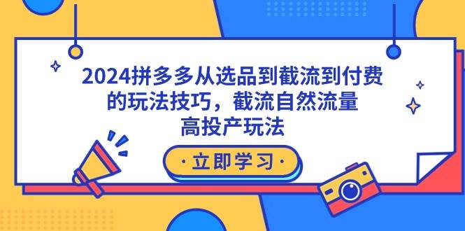 2024拼多多从选品到截流到付费的玩法技巧，截流自然流量玩法，高投产玩法-小白搞钱