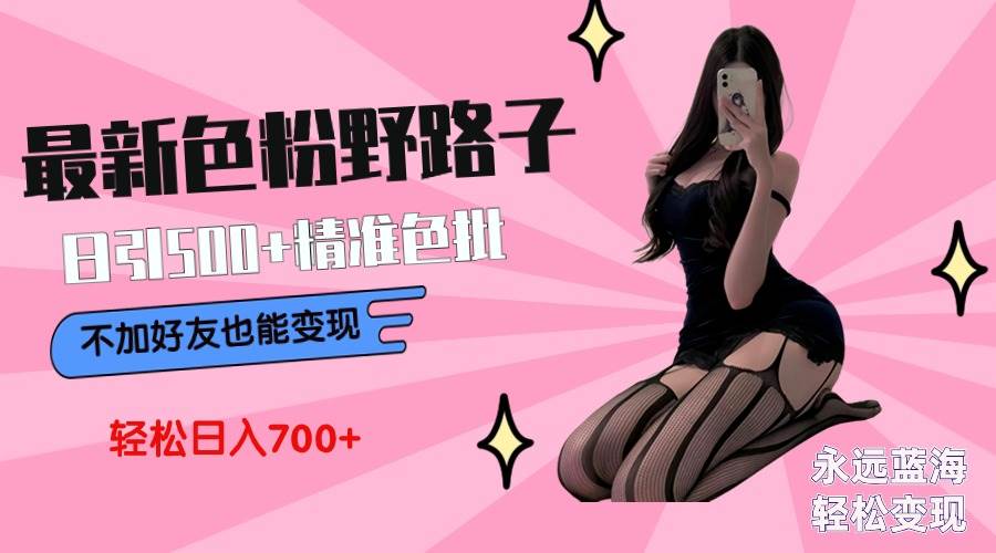 最新色粉变现野路子，日引500+老色批 可不加好友直接变现 小白轻松日入700+-小白搞钱
