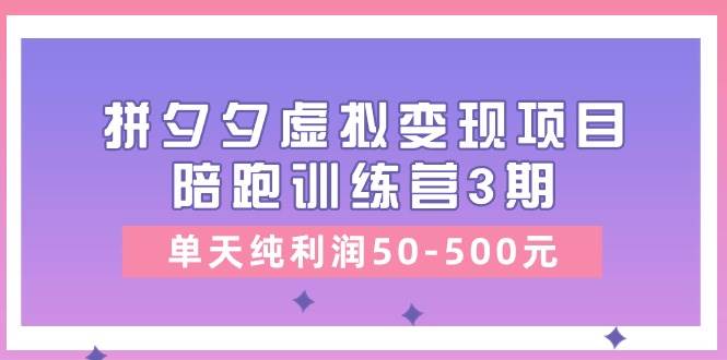 某收费培训《拼夕夕虚拟变现项目陪跑训练营3期》单天纯利润50-500元-小白搞钱