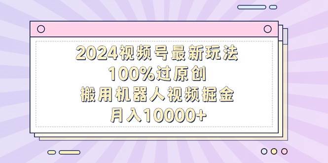 2024视频号最新玩法，100%过原创，搬用机器人视频掘金，月入10000+-小白搞钱