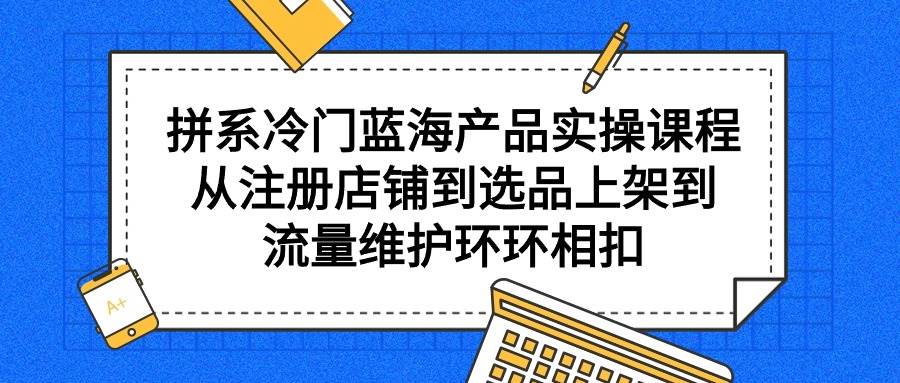 拼系冷门蓝海产品实操课程，从注册店铺到选品上架到流量维护环环相扣-小白搞钱