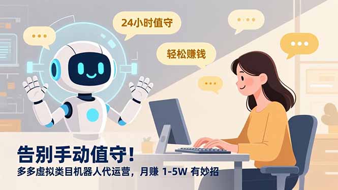 告别手动值守！多多虚拟类目机器人代运营，月赚 1-5W 有妙招-小白搞钱